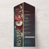 ダークムーディはっきりしたーフローラマ結婚ルサラ オールインワン招待状 (内側)