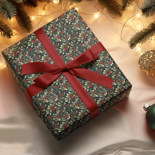 ダークムーディアメリカンミスタントウインターホリデー ラッピングペーパー