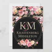 ダークムーディウェディングモノグラム ブッシュ ウィンター ローズ 招待状 (正面)