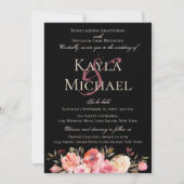 ダークムーディウェディングモノグラム ブッシュ ウィンター ローズ 招待状 (裏面)