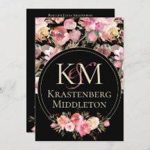 ダークムーディウェディングモノグラム ブッシュ ウィンター ローズ