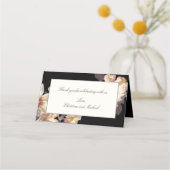 ダークムーディエレガントフローラ結婚の プレイスカード (裏面)