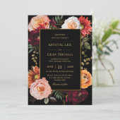 ダークムーディオレンジバーガンディ赤面結婚フローラ 招待状 (スタンド正面)