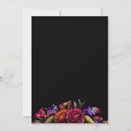 ダークムーディオータムフローラ結婚のリハーサルディナー 招待状 (裏面)