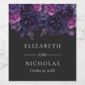 ダークムーディゴシックフローラハロウィン結婚ズ ワインラベル (シングルラベル)