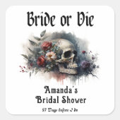 ダークムーディゴシックブライドまたはダイブライダルシャワー スクエアシール (正面)