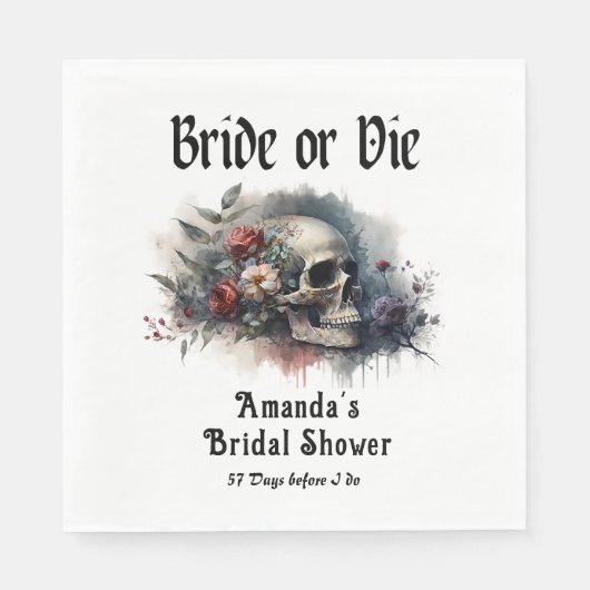 ダークムーディゴシックブライドまたはダイブライダルシャワー スタンダードランチョンナプキン (正面)