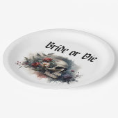 ダークムーディゴシックブライドまたはダイブライダルシャワー ペーパープレート (アングル)