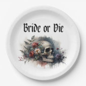 ダークムーディゴシックブライドまたはダイブライダルシャワー ペーパープレート (正面)