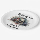 ダークムーディゴシックブライドまたはダイブライダルシャワー ペーパープレート (アングル)