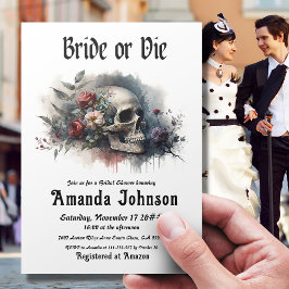 ダークムーディゴシックブライドまたはダイブライダルシャワー 招待状