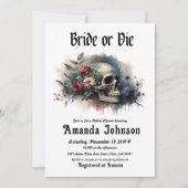 ダークムーディゴシックブライドまたはダイブライダルシャワー 招待状 (正面)