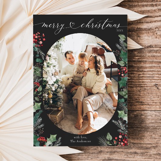 ダークムーディシック植物写真クリスマスカード シーズンカード