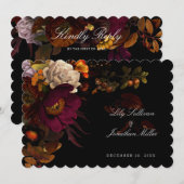 ダークムーディナイト秋のフローラウェディングRSVPカード (正面/裏面)