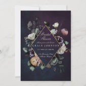 ダークムーディナイト結婚フローラブライダルシャワー 招待状 (正面)