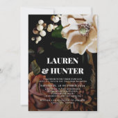 ダークムーディニュートラルマグノリアボタニカル結婚ズインヴィ 招待状 (正面)