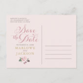 ダークムーディバラピンクフローラボホ結婚ズ 案内ポストカード (裏面)