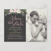 ダークムーディバラピンクフローラボホ結婚ズ 案内ポストカード (正面)