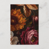 ダークムーディバロック花模様フラワーズ秋の結婚式 エンクロージャーカード (裏面)