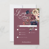 ダークムーディバーガンディーオーバルフローラフレームディナー 出欠カード (正面)