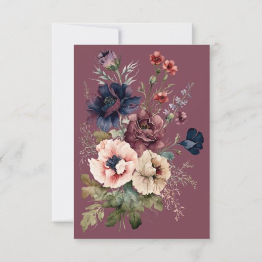 ダークムーディバーガンディーオーバルフローラフレームディナー 出欠カード (裏面)