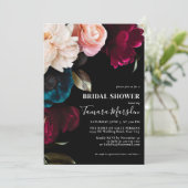 ダークムーディバーガンディーブルー赤面ピンクブラックフローラ 招待状 (スタンド正面)