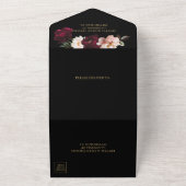 ダークムーディバーガンディ赤面ブラックフローラ オールインワン招待状 (外側)