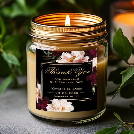 ダークムーディバーガンディ赤面ブラックフローラ スクエアシール