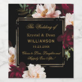 ダークムーディバーガンディ赤面ブラックフローラ ワインラベル (シングルラベル)