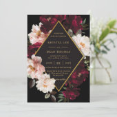 ダークムーディバーガンディ赤面ブラックフローラ 招待状 (スタンド正面)