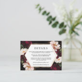 ダークムーディバーガンディ赤面牡丹結婚フローラ エンクロージャーカード (スタンド正面)