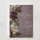 ダークムーディバーガンディ&クリームフローラブライダルシャワー 招待状 (正面)