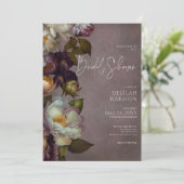 ダークムーディバーガンディ&クリームフローラブライダルシャワー 招待状 (スタンド正面)