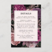 ダークムーディバーガンディ&マルーンフローラブラック結婚ズ エンクロージャーカード (正面)