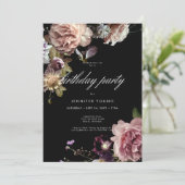 ダークムーディパステルオペテックフローラブラック誕生日 招待状 (スタンド正面)