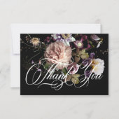 ダークムーディパステルオペーテックフローラブラック結婚ズ サンキューカード (正面)