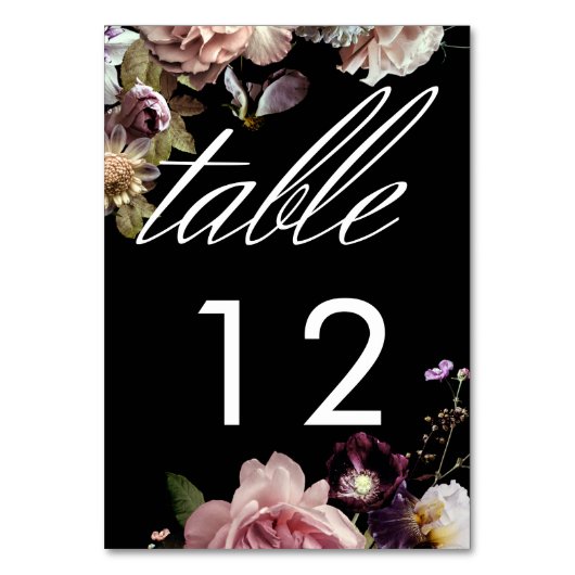 ダークムーディパステルオペーテックフローラブラック結婚ズ テーブルナンバー (裏面)