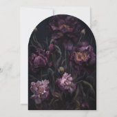 ダークムーディパープルゴシックフローラブライダルシャワーアーチ 招待状 (裏面)