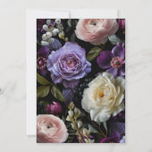 ダークムーディパープルフローラ結婚式招待状 招待状 (裏面)