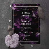 ダークムーディパープルフローラ結婚式招待状 招待状