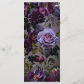 ダークムーディパープルラベンダーモダンフローラ結婚ズ メニュー (裏面)