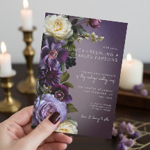 ダークムーディパープルラベンダーモダンフローラ結婚ズ