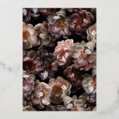 ダークムーディピンクフローラ結婚植物体金ゴールド 箔招待状 (裏面)