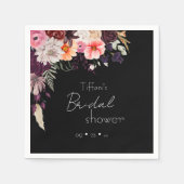 ダークムーディフラワーズ&グリーンブライダルシャワー スタンダードカクテルナプキン (正面)