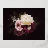 ダークムーディフローラゴールドフォイルウェディングRSVPカード 箔招待状ポストカード (裏面)