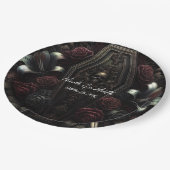 ダークムーディフローラスカル棺ゴシック結婚ズ ペーパープレート (アングル)