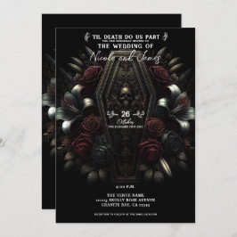 ダークムーディフローラスカル棺ゴシック結婚ズ 招待状