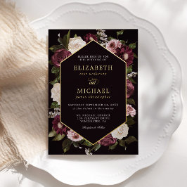 ダークムーディフローラバ結婚ルガンディエレガント 箔招待状