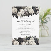 ダークムーディブラックゴシックバラ結婚式招待状 招待状 (スタンド正面)