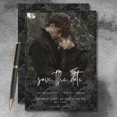 ダークムーディブラックスカルダマスク結婚フォト セーブザデート